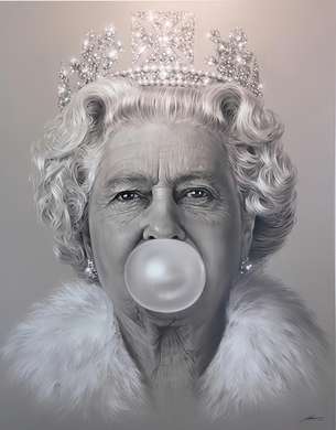 Poster - Portrait of Queen Elizabeth 2, 30 x 45 см, Canvas on frame