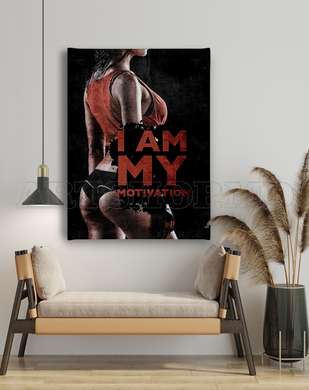 Poster - I am My Motivation, 60 x 90 см, Framed poster on glass, Nude