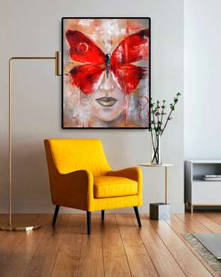 Poster - Red Butterfly, 30 x 45 см, Canvas on frame