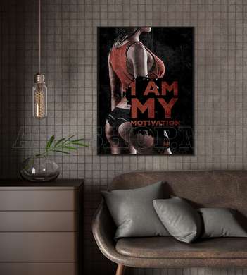 Poster - I am My Motivation, 60 x 90 см, Framed poster on glass, Nude