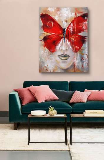 Poster, Fluturele roșu, 30 x 45 см, Panza pe cadru