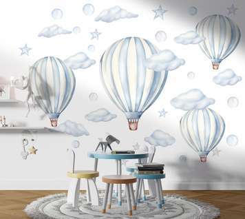 Wall decals, Hot air balloons with clouds, SET-M