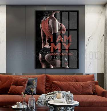 Poster - I am My Motivation, 60 x 90 см, Framed poster on glass, Nude