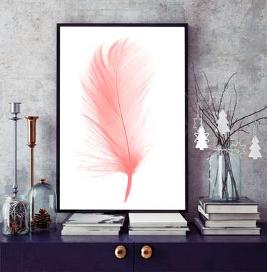 Poster - Pink feather, 30 x 45 см, Canvas on frame
