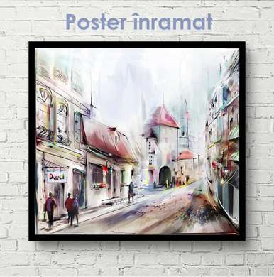 Poster - Orășelul din Europa, 40 x 40 см, Panza pe cadru