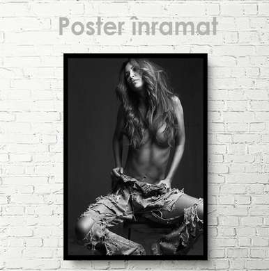 Poster - Portretul unei fete frumoase, 30 x 45 см, Panza pe cadru, Nude