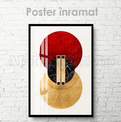 Poster - Burgundy and gold painting, 60 x 90 см, Framed poster on glass, Abstract