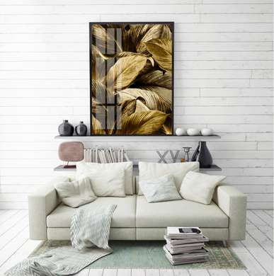 Poster - Golden leaves of the plant, 30 x 45 см, Canvas on frame, Botanical