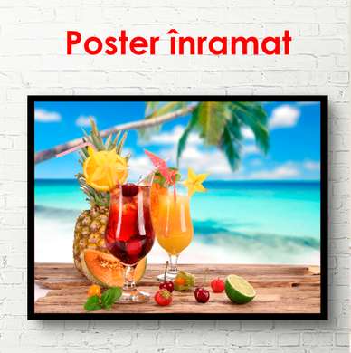 Poster - Cool cocktails with tropical fruits, 90 x 60 см, Framed poster, Food and Drinks