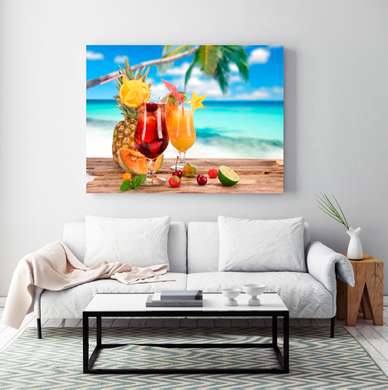 Poster - Cool cocktails with tropical fruits, 90 x 60 см, Framed poster, Food and Drinks