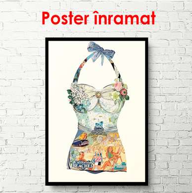 Poster - Costum de baie pentru femei, 60 x 90 см, Poster inramat pe sticla