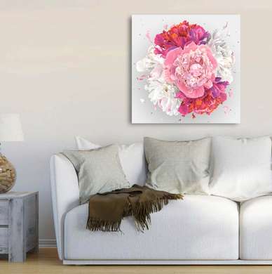 Poster - Peonies, 40 x 40 см, Canvas on frame