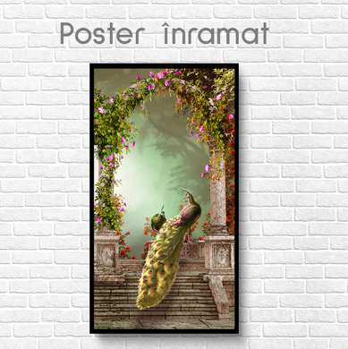 Poster, Peacock in the park, 30 x 60 см, Canvas on frame