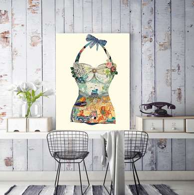 Poster - Women's swimsuit, 30 x 45 см, Canvas on frame