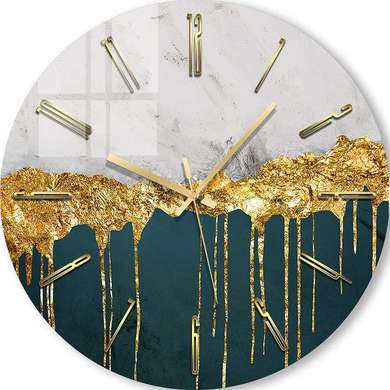 Glass clock - Gold smudges, 40cm