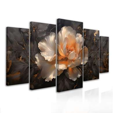 Modular picture, Flower on abstract background, 108 х 60