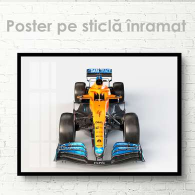 Poster - Formula 1 galbenă, 90 x 60 см, Poster inramat pe sticla