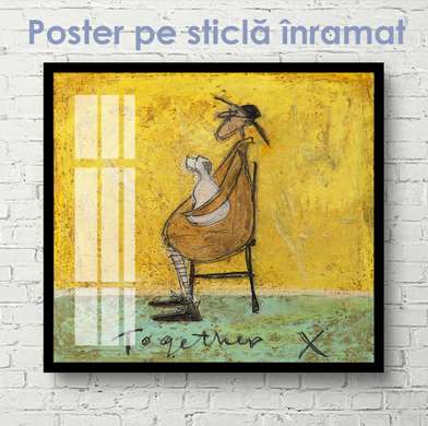 Poster - Man with dog, 40 x 40 см, Canvas on frame, Different