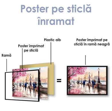 Poster - Orașul dragostei în acuarelă, 45 x 30 см, Panza pe cadru