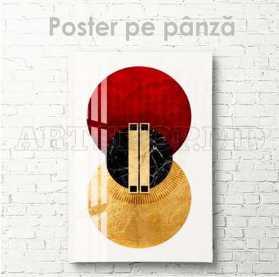 Poster - Burgundy and gold painting, 60 x 90 см, Framed poster on glass, Abstract