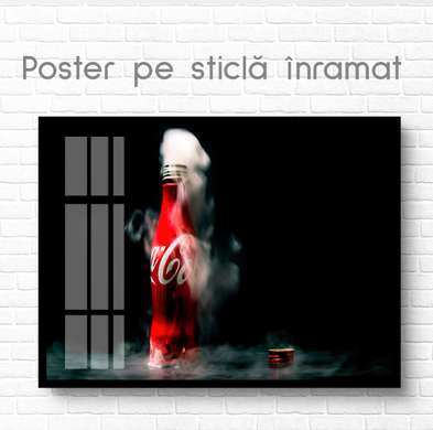 Poster - Сoca Сola cu fum, 90 x 45 см, Poster inramat pe sticla