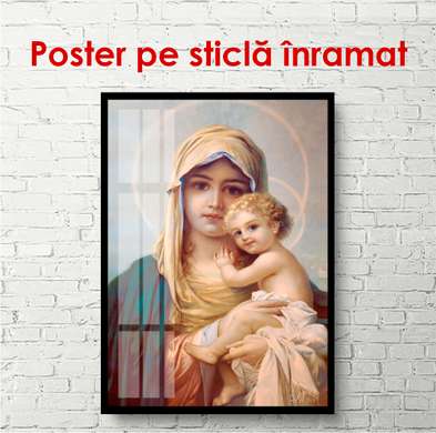 Poster - Imagini cu Fecioara Maria cu Fiul Ei, Isus, 60 x 90 см, Poster inramat pe sticla
