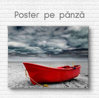 Poster - Barca roșie, 45 x 30 см, Panza pe cadru