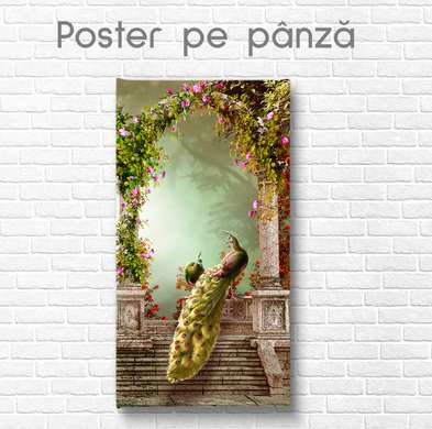 Poster, Păun în parc, 30 x 60 см, Panza pe cadru
