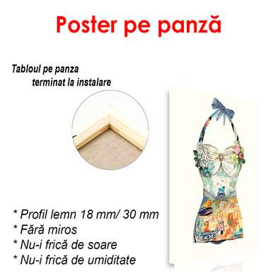 Poster - Costum de baie pentru femei, 60 x 90 см, Poster inramat pe sticla