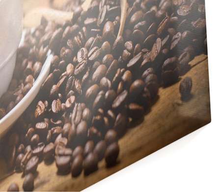 Modular picture, Coffee beans on a brown background., 198 x 115