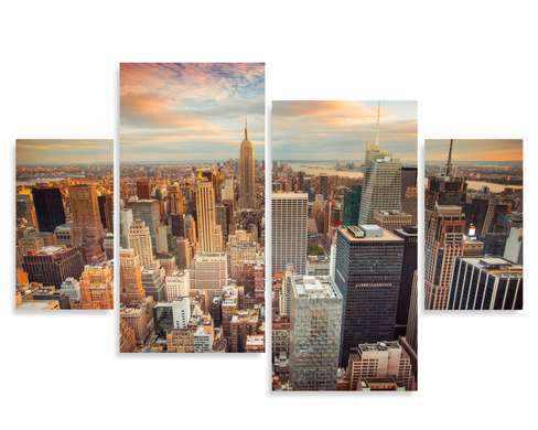 Tablou Pe Panza Multicanvas, New York-ul seara, 180 x 108