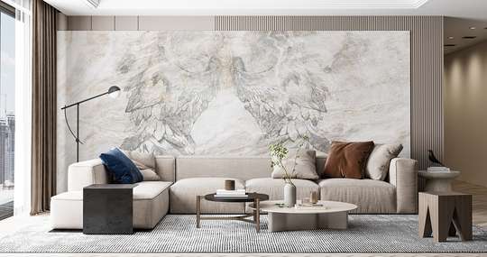 Wall mural - Wings on gray background