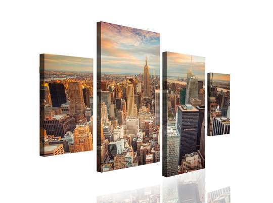 Tablou Pe Panza Multicanvas, New York-ul seara, 180 x 108