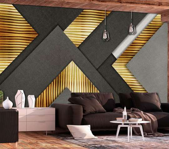 Wall Mural - Golden corners on a black background