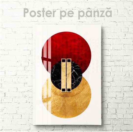 Poster - Burgundy and gold painting, 30 x 45 см, Canvas on frame, Abstract