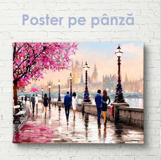 Poster - Watercolor city of love, 45 x 30 см, Canvas on frame