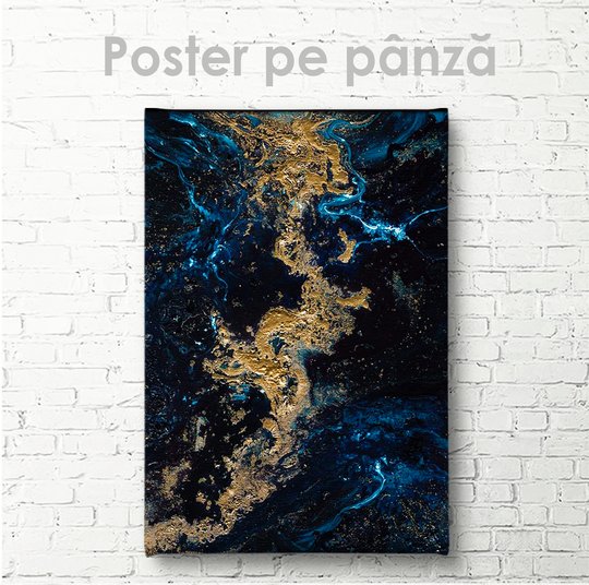 Poster, Albastru cu auriu, 30 x 45 см, Panza pe cadru