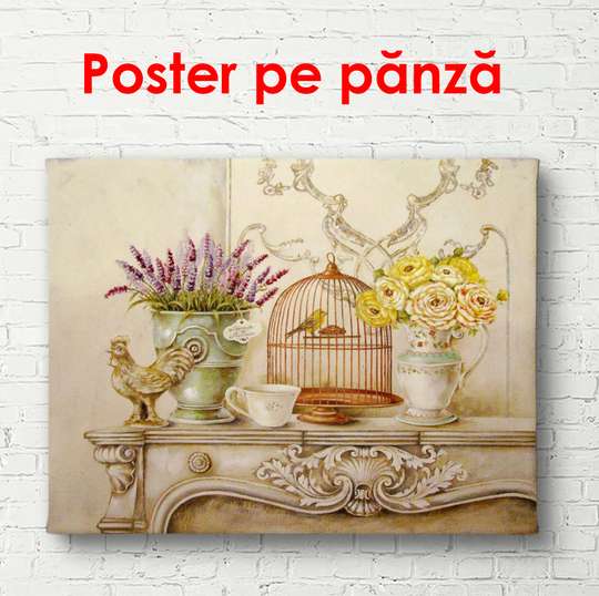 Постер - Нежный натюрморт на столе, 90 x 60 см, Постер в раме