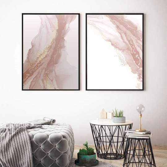Poster - Pink abstraction, 60 x 90 см, Framed poster on glass, Sets