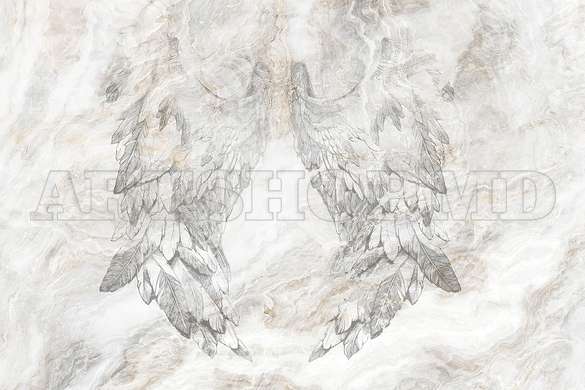 Wall mural - Wings on gray background