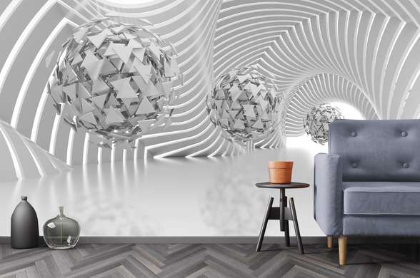 3D Wallpaper - Soaring balls in a 3D tunnel