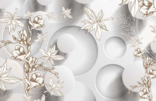 Wall Mural - White balls on an abstract background.