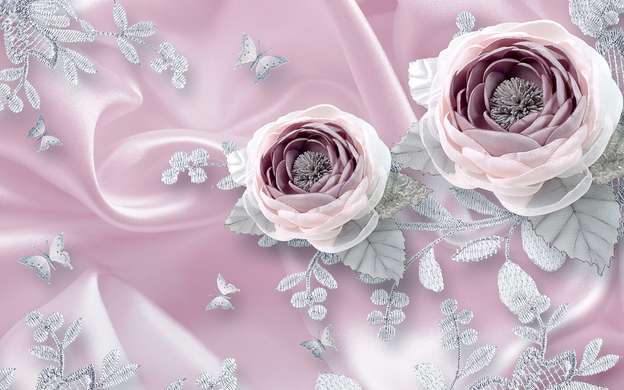 Fototapet - Trandafiri delicati si matase roz