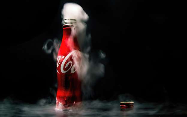 Poster - Coca Cola with smoke, 60 x 30 см, Canvas on frame