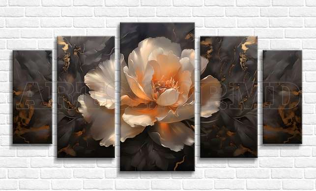 Modular picture, Flower on abstract background, 108 х 60