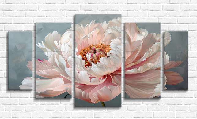 Modular picture, Elegant pink peony, 108 х 60