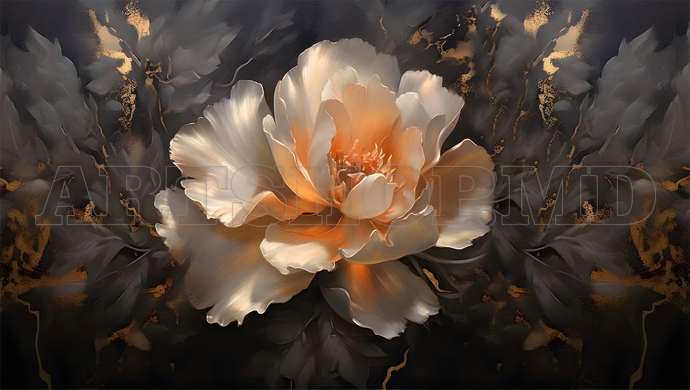 Modular picture, Flower on abstract background, 108 х 60