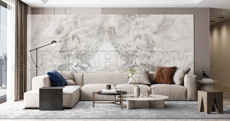 Wall mural - Wings on gray background