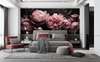 Wall mural - Pink peonies on a black background