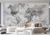 Wall mural - World map with whales in shades of gray